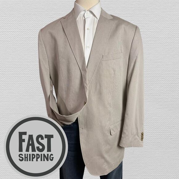 Jos A Bank Reserve Sport Coat 54R Tan Cotton Men’s Blazer Two‑Button Jacket - Picture 1 of 12